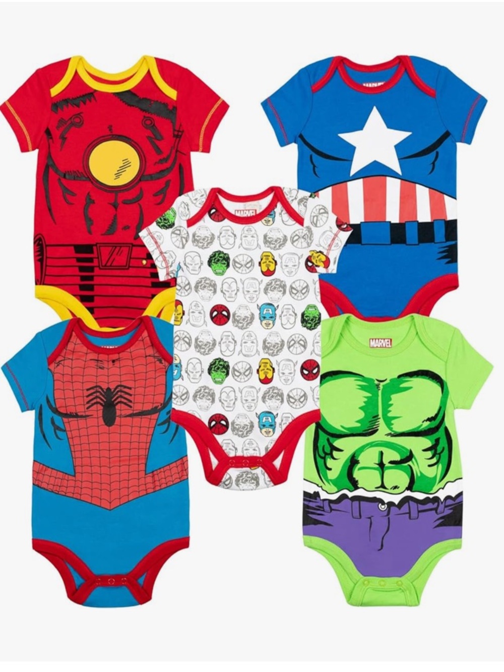 Marvel Avengers Superhero Onesie Set 6-9
months NIB NWT 5 Onesies